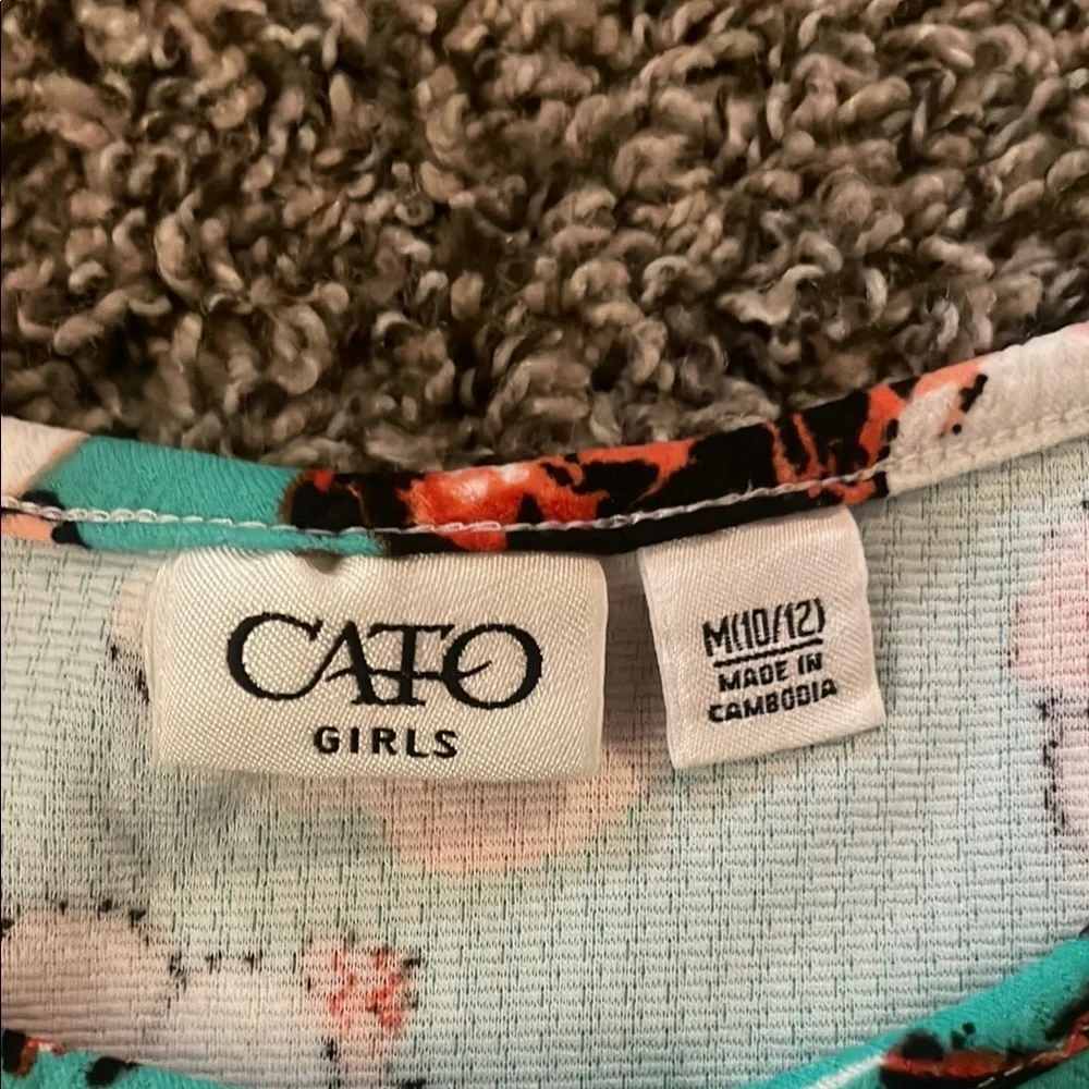 Cato Beautiful Girls Floral Dress in Turquoise and Peach Flowera